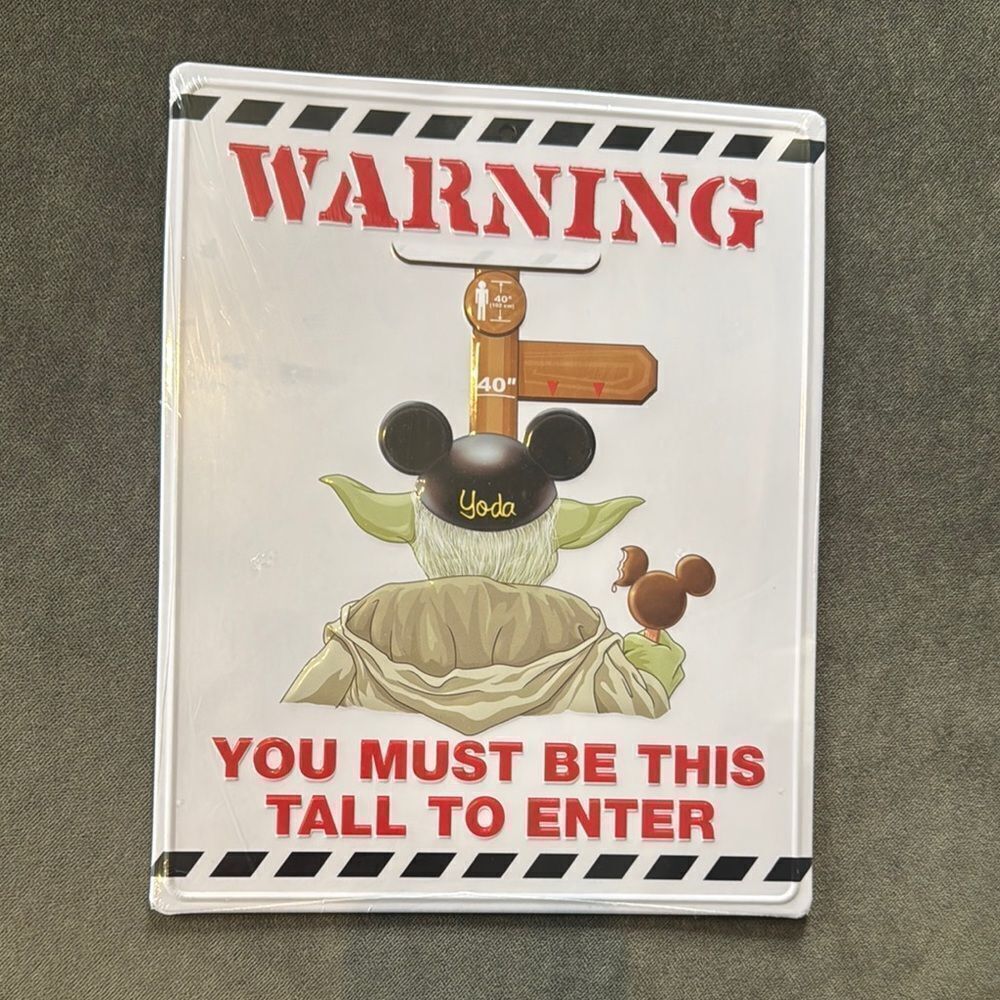 Star Wars Yoda ‘Warning You Must Be This Tall To Enter’ Metal Sign Disney Parks